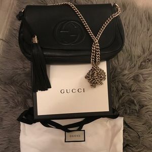 Gucci Soho Chain Medium Black Leather Cross Body